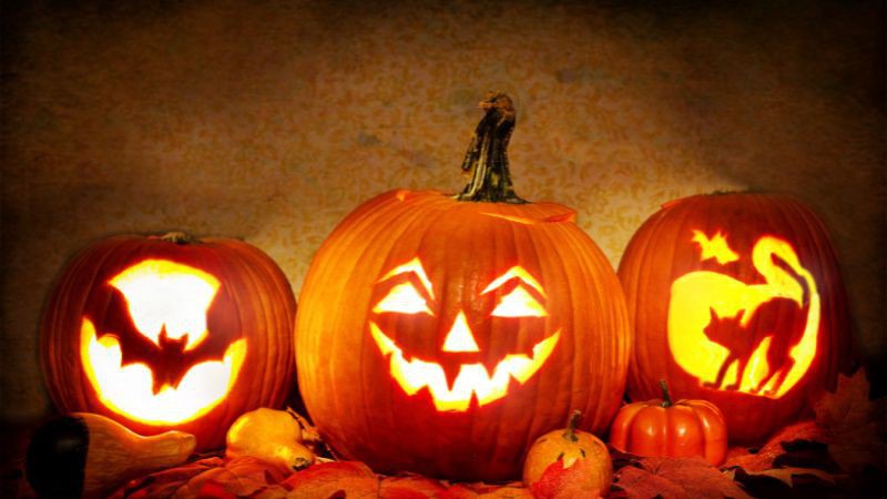 Trang trí Halloween cho văn phòng bằng bí ngô có khoét mặt quỷ