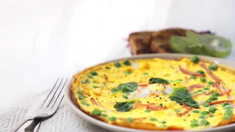 Trứng tráng rau bina