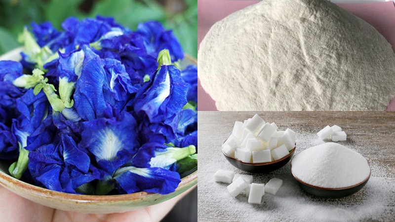 Nguyên liệu làm món thạch hoa đậu biếc