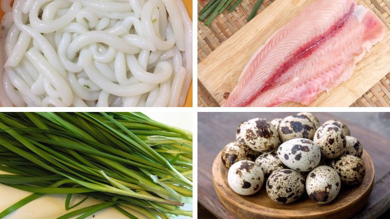 Nguyên liệu làm món bánh canh hẹ