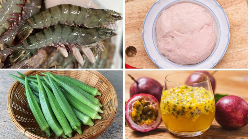 Nguyên liệu làm món đậu bắp nhồi tôm chiên giòn