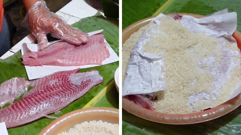 Ủ cá trong gạo