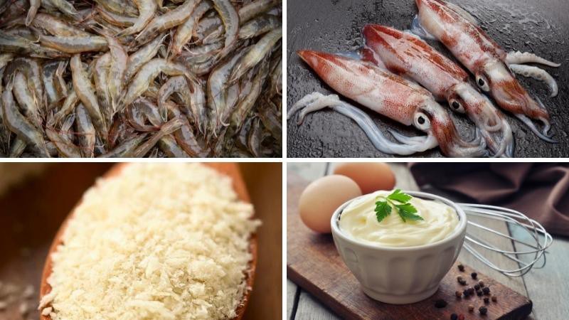 Nguyên liệu làm chả giò hải sản chiên xù xốt mayonnaise