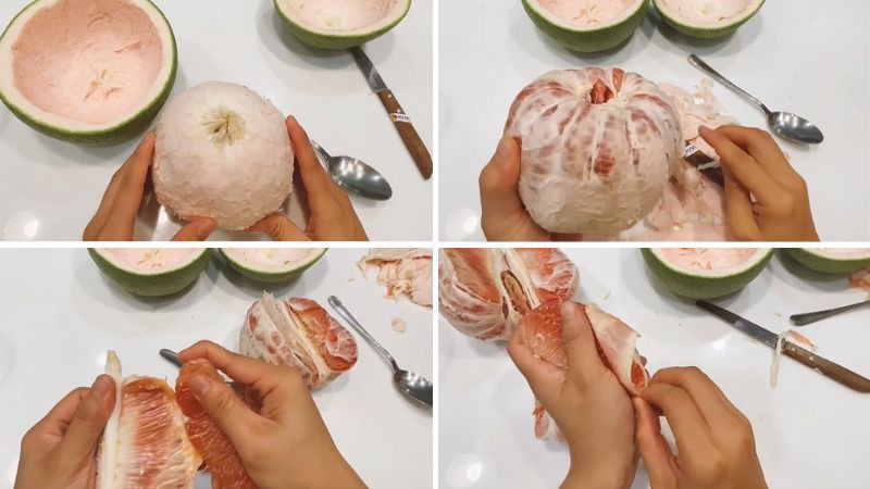 Tách và bóc ruột bưởi