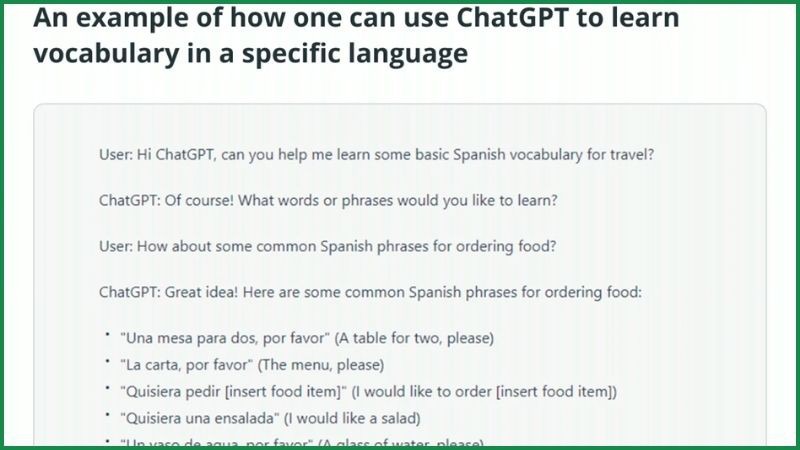 Dùng Chat GPT để cải thiện từ vựng