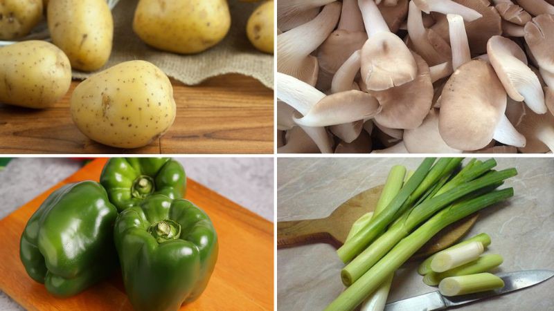 Nguyên liệu làm khoai tây xào nấm bào ngư