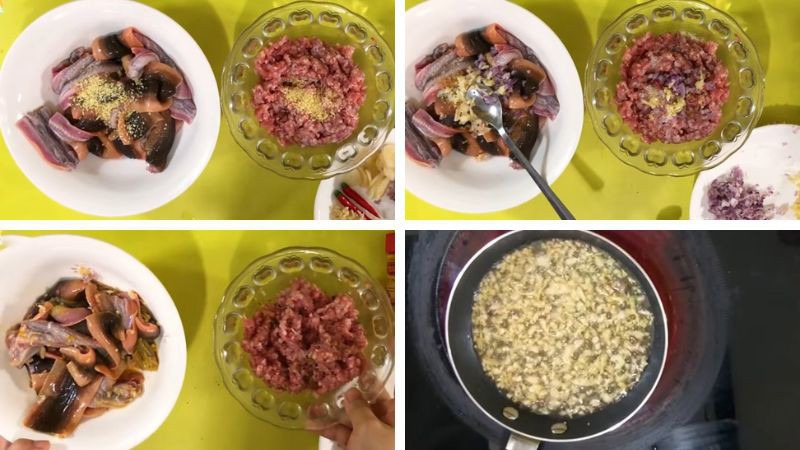 Ướp thịt băm và lươn