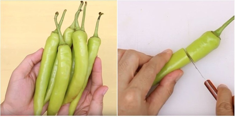 Làm hoa hồng trang trí từ ớt và thịt nguội
