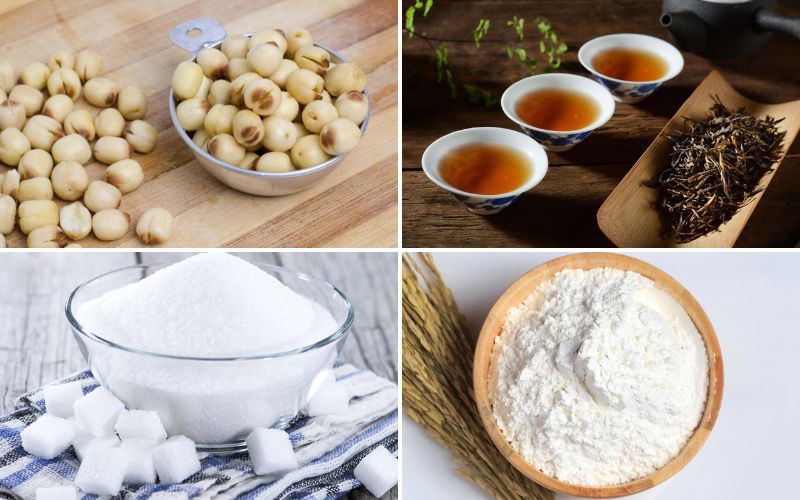 Nguyên liệu làm món bánh trung thu hồng trà mochi